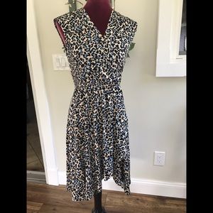 BCBG Max Azria Cadet Blue Leopard Faux Wrap Dress